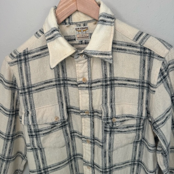 Rare LEVI'S Vintage Clothing Longhorn Shirt 100% Wool Made In Italy Plaid Small - Picture 8 of 16